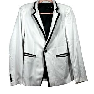 MYMSTORM White Blazer with Black Trim Large